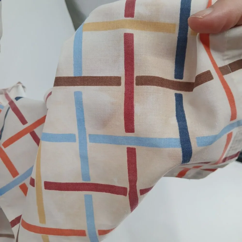 Vintage Utica Twin Bed Sheet Set Flat & Fitted No Iron Percale Plaid Grid Multi